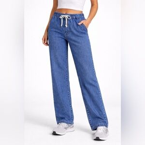 Six Fifty Wide Leg Jeans women’s size Small Elastic Waist Drawstring Soft Denim